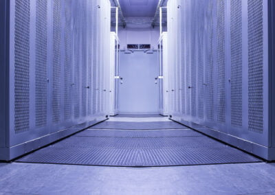 modern server room symmetry ranks supercomputers light
